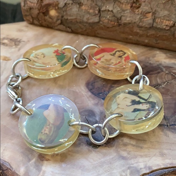 Handmade Vintage Porn Poster Art Resin Bracelet - Picture 2 of 3